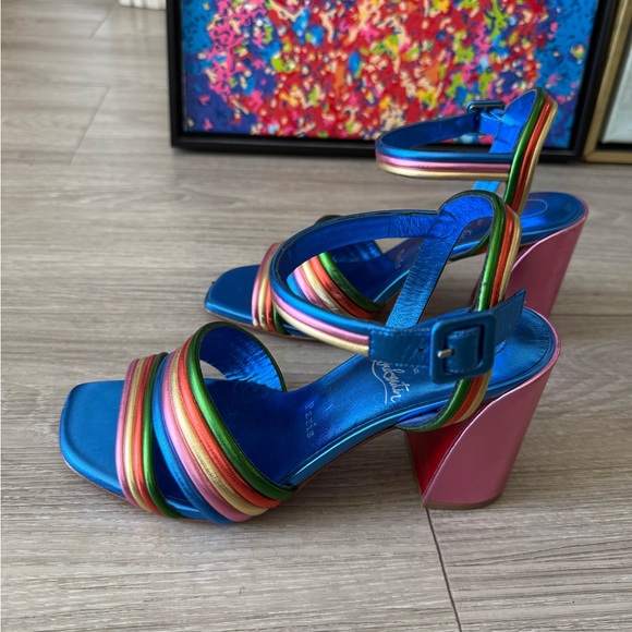 Christian Louboutin Women's Metalic Rainbow Sandals Size 38.5 - Picture 2 of 7